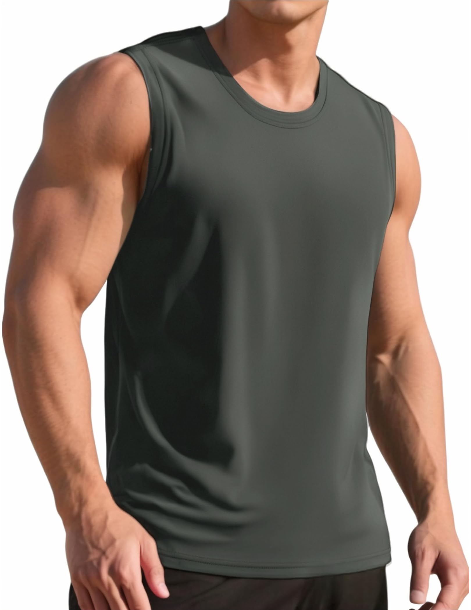 Weardear Tank Top Men's Muscle Shirt UPF 50+ Sun Protection Sleeveless Shirt Quick-Drying Running Shirt Bodybuilding Workout Training Shirt