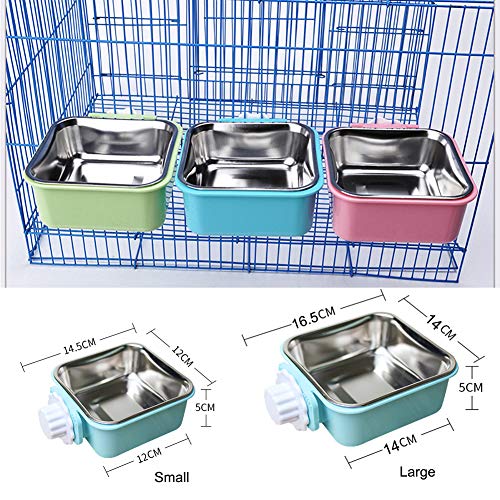 Crate Dog Bowl, Removable Stainless Steel Water Food Feeder Bowls Hanging Pet Cage Bowl Cage Coop Cup for Dogs Cats… - Image 6