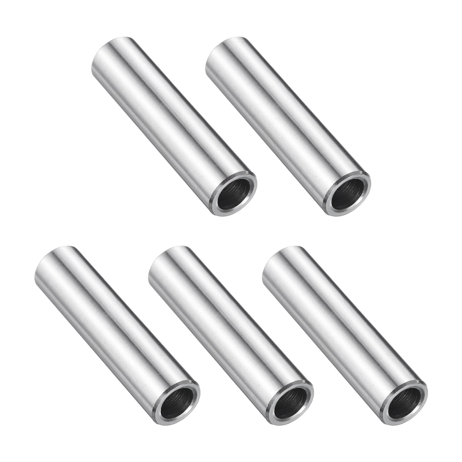 uxcell 5 Pcs Stainless Steel Spacer 1/4" Bore x 3/8" OD x 1-1/2" Length Screw Bushing Plain Finish Round Metal Spacer for 1/4" Screws Bolts and Rods