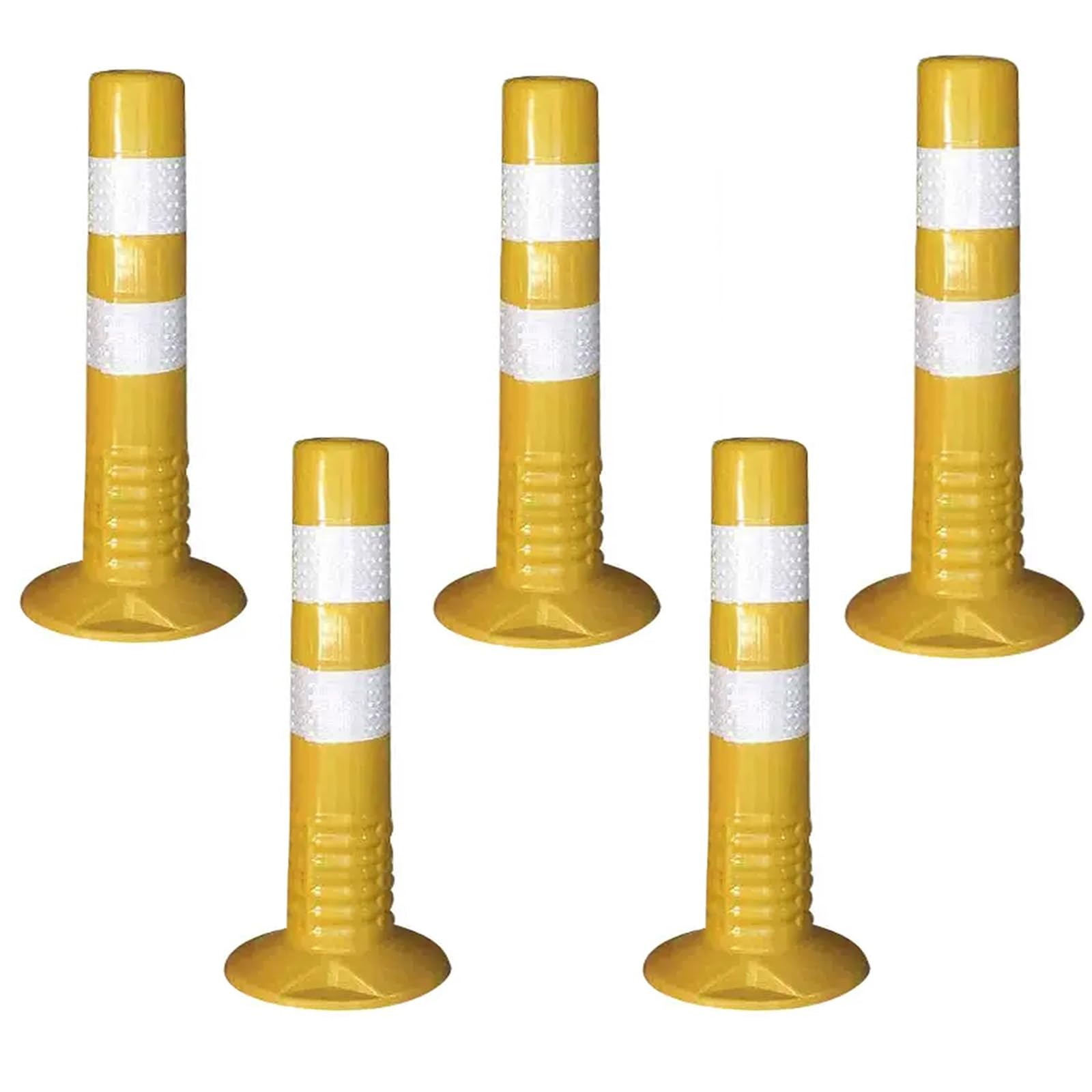 IUokLU Driveway Barrier Traffic Barricade - 18" & 30" Flexible PU Plastic Cones（Yellow-5 Pack/30in）