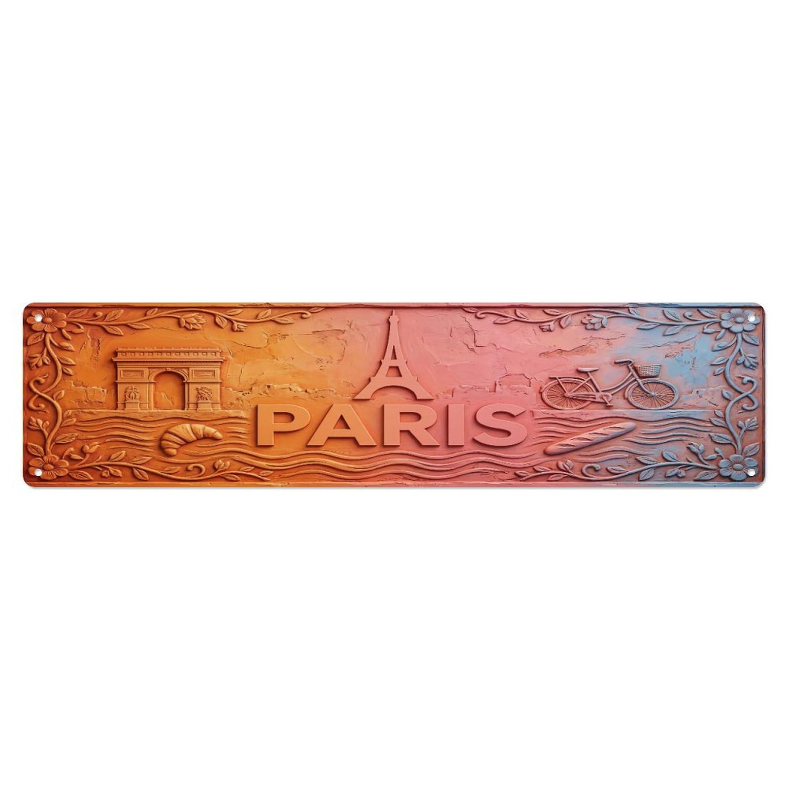 Xanthor Style Metal Tin Sign Vintage Paris France Flag Pattern