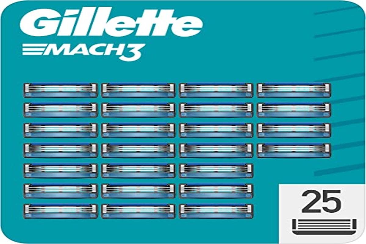 Gillette Mach3 Ostrza do Maszynki, Srebrny/Niebieski, 25 sztuk
