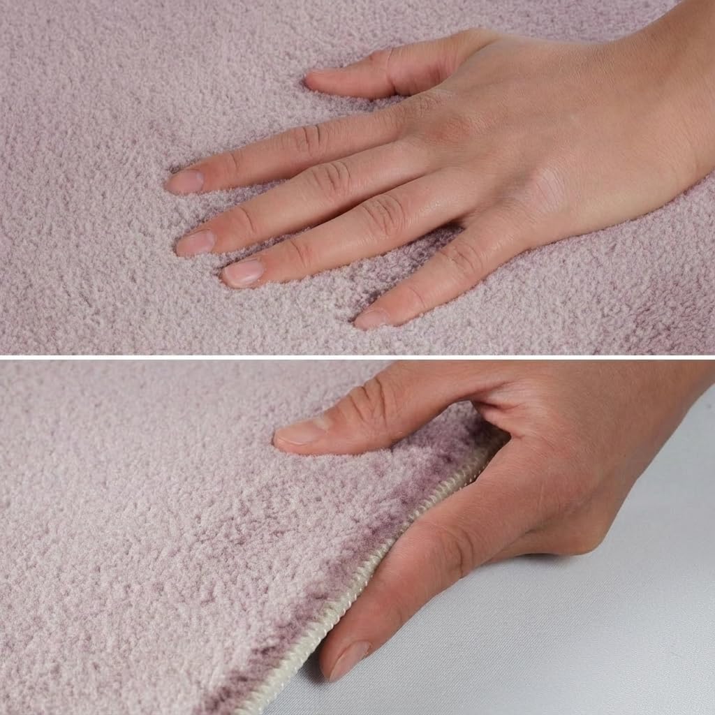 Jimri Flauschiger Teppich Läufer - Hochwertiger Kurzflor für Zuhause, Büro, Küche, Eingang, Flur, Wohnzimmer - Maschinenwaschbar - Rutschfester Teppich Waschbar - 60x110 cm - Rosa