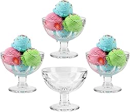 HOMESHOPA Glass Sundae Dessert Bowls, 4 Pack 8.5cm Clear Ice Cream Cups, Dessert Dishes for Trifle, Fruit Salad, Pudding & Sweets, Elegant Tableware for Home, Party & Restaurant