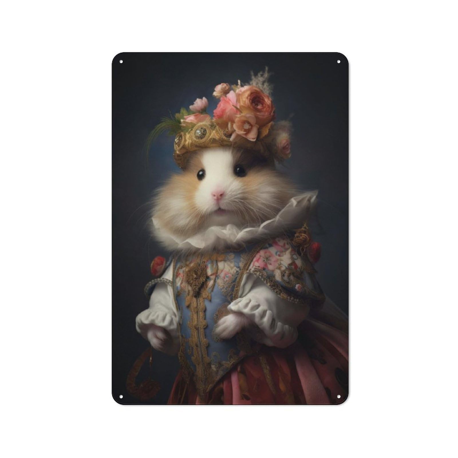 Junmoney Hamster In Boho Suit Metal Sign 30X20cm With For Workshop Wall, Rustic Decor, For Garage, Workshop And Man Cave Decoration