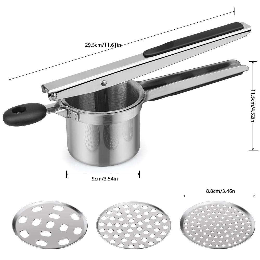 Potato Ricer a Potato Ricer Masher with 3 Interchangeable Discs and a Silicone Handle. Perfect as a mash Potato Ricer and Potato Masher for Making Mashed Potatoes and Vegetable pure - Image 2
