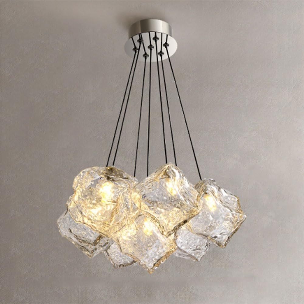 Lampe suspendue moderne Ice Cube en verre, luminaire multi-têtes chambre entrée