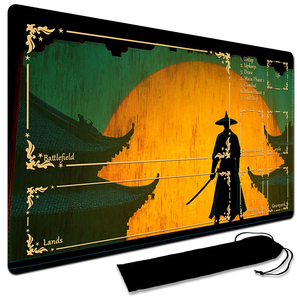 MTG Playmat,With Waterproof Storage black Bag Szie 60 x 35CM , With Zone MTG playmat Stitched Edges Game Play Mat Trading Card Game Playmats TCG Game Mat (With Zone,12)