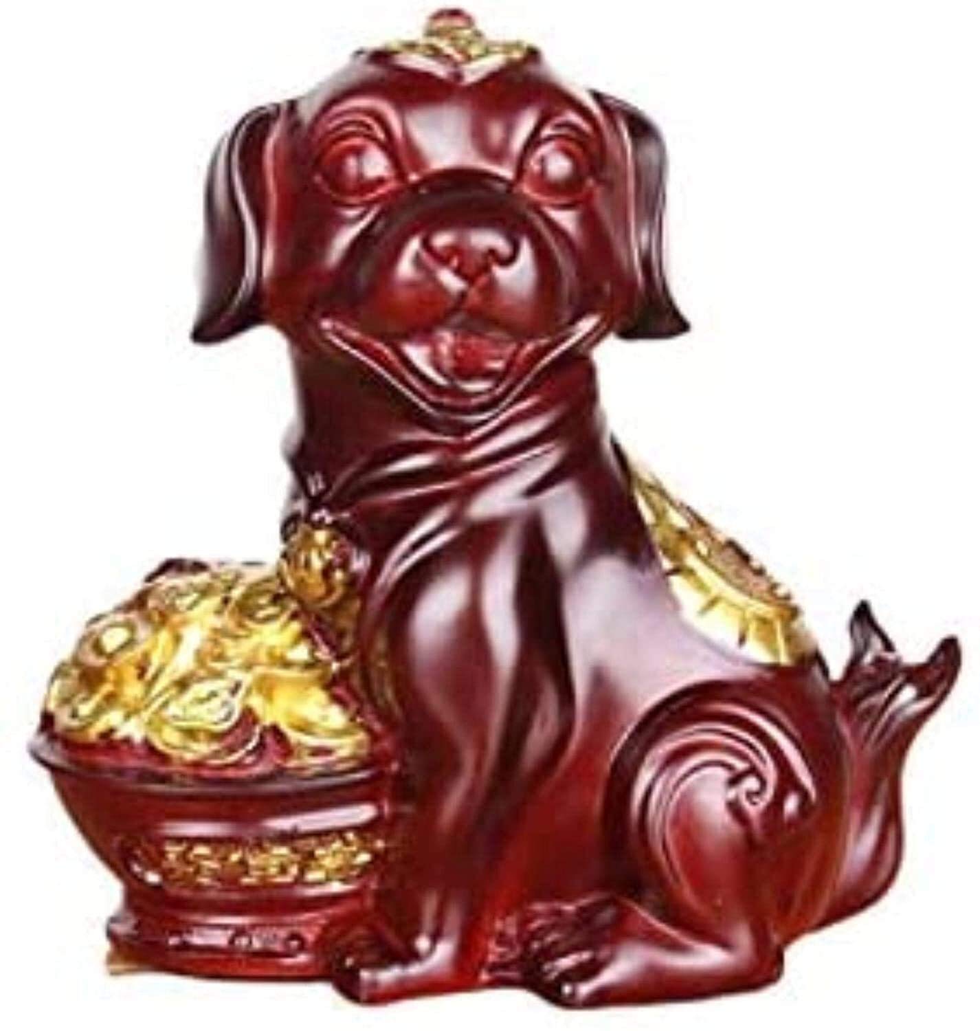 YNIYUJKL Wooden Chinese Zodiac Statues Home Decoration Statue Home And Office Sculpture Wood Feng Shui Decor Accessories Figurine 329,Hund-A