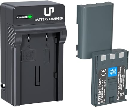 LP NB-2L/NB-2LH Battery Charger Pack 2-Pack 1200mAh Batteries for Canon PowerShot G7 G9 S30 S40 S45 S50 S60 S70 S80 DC410 DC420 VIXIA HF R10 HF R100 HF R11 EOS 350D 400D Canon Rebel XT Xti
