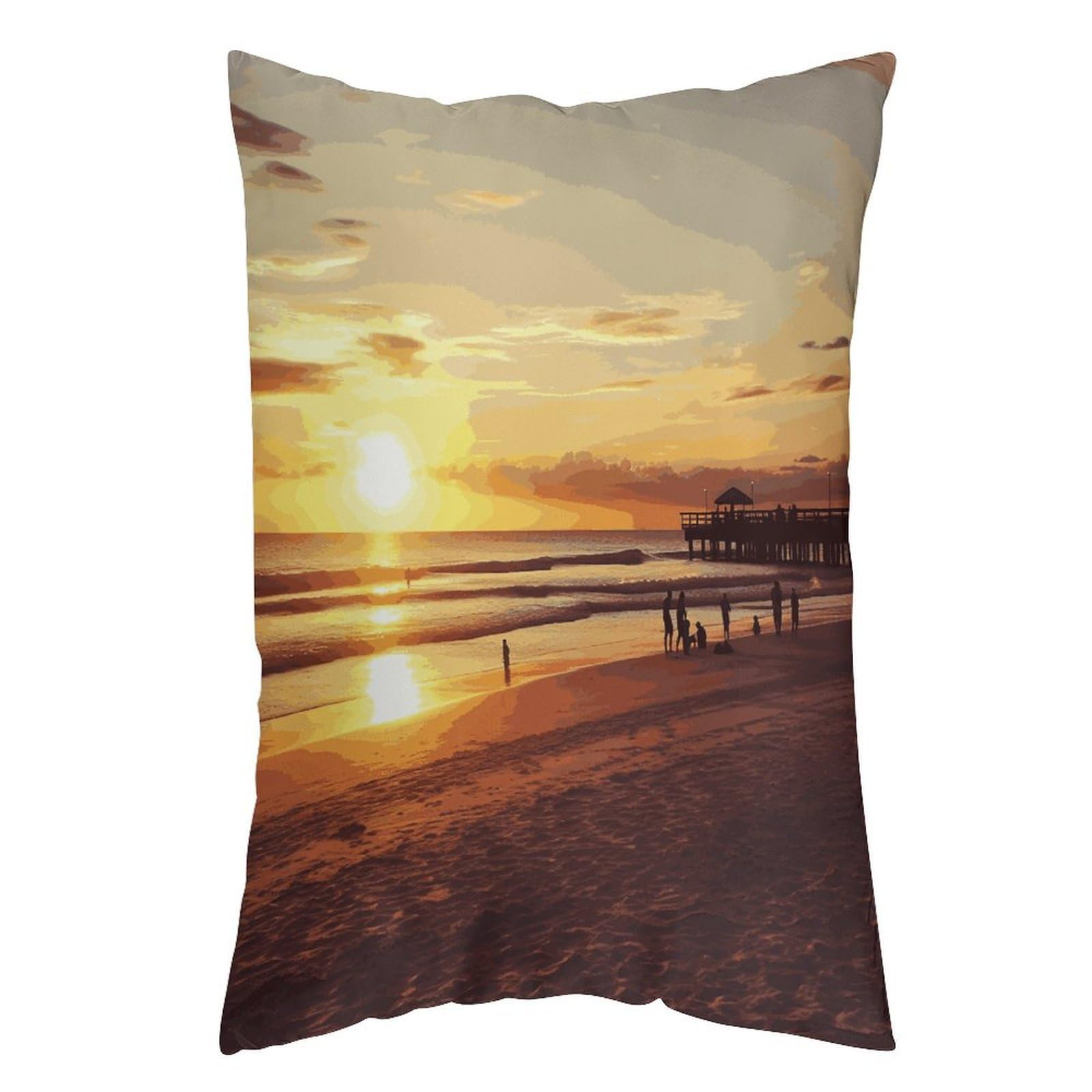 LDGSUPH Sunset Beach Pillow Cases Soft Pillowcase with Invisible Zipper Wrinkle Resistant Pillow Covers Breathable Removable Pillow Protector for Bed Sofa Car 16 "x24