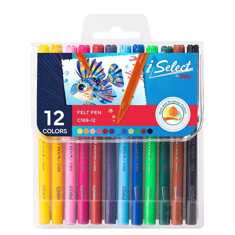 Deli EC169-12 Felt Pen Set 12 Colors