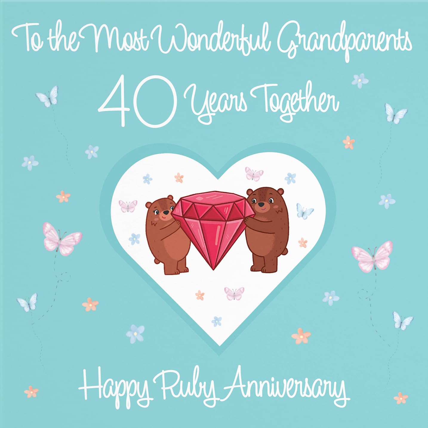 Hunts England, Grandparents 40th Anniversary Card, 40 Years, Ruby Anniversary, Romantic Meadows, Fun Card - Image 2