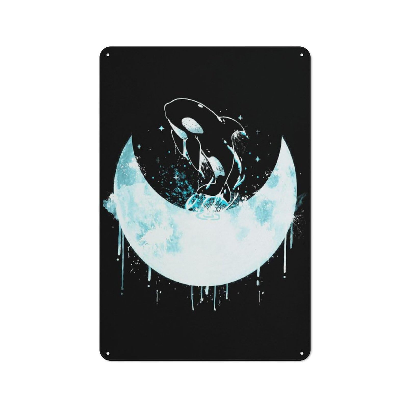 Junmoney Moon Whale Metal Wall Sign 30X20cm Featuring For Home Bar Wall, Suited To Bar Sign Collectors