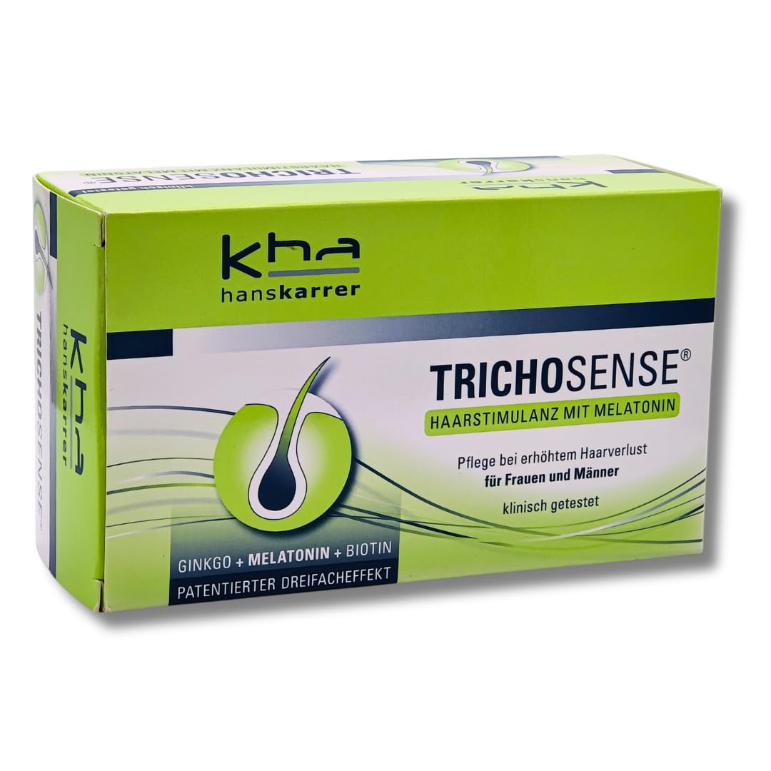 Hans Karrer Trichosense Lösung, 30x 3 ml I Pflege bei erhöhtem Haarverlust für Frauen und Männer I Haarausfall I dünnes Haar I gesunde Haare I Melatonin I Biotin I Spar-Set plus Pharma Perle (1x)