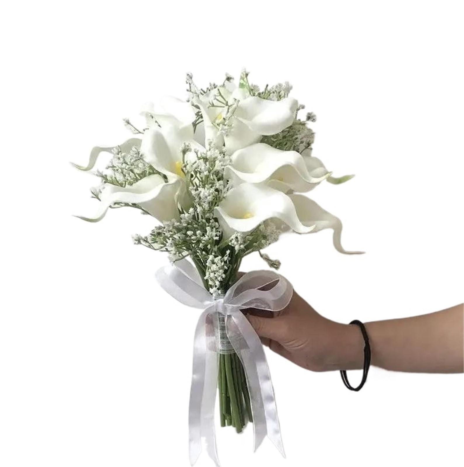 WENYOG Wedding Bouquet Bride And Bridesmaid Holding Flowers White Imitation Orchid Tulips(Color 4)
