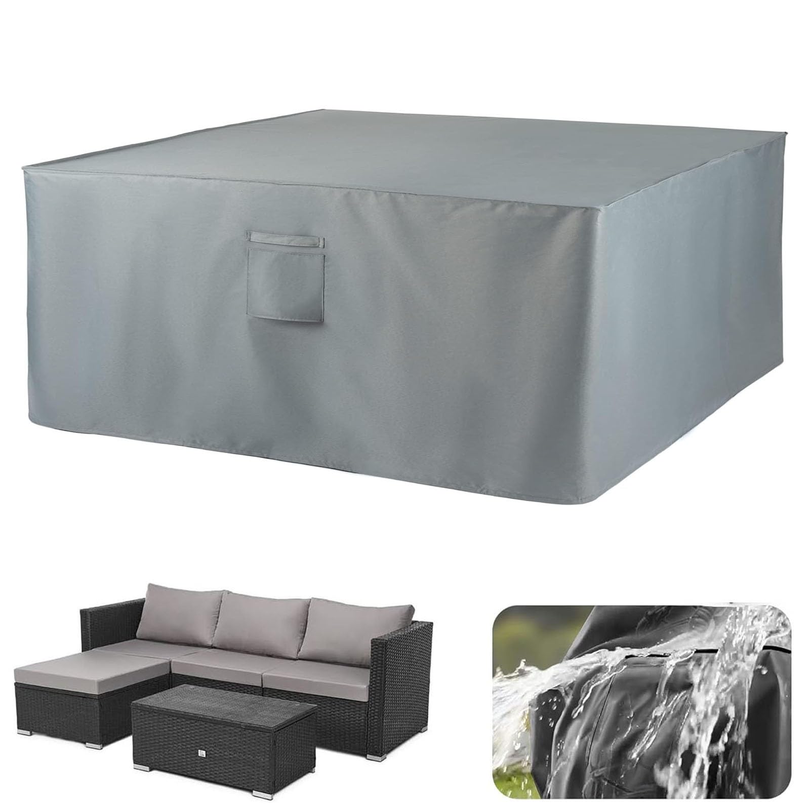 Copertura per Mobili da Giardino da Esterno Impermeabile 243 x 151 x 80 cm, 420D Tessuto Oxford, Anti-UV, Antipolvere Copertura per Tavoli Esterni Telo Antipioggia per Esterno, Grigio