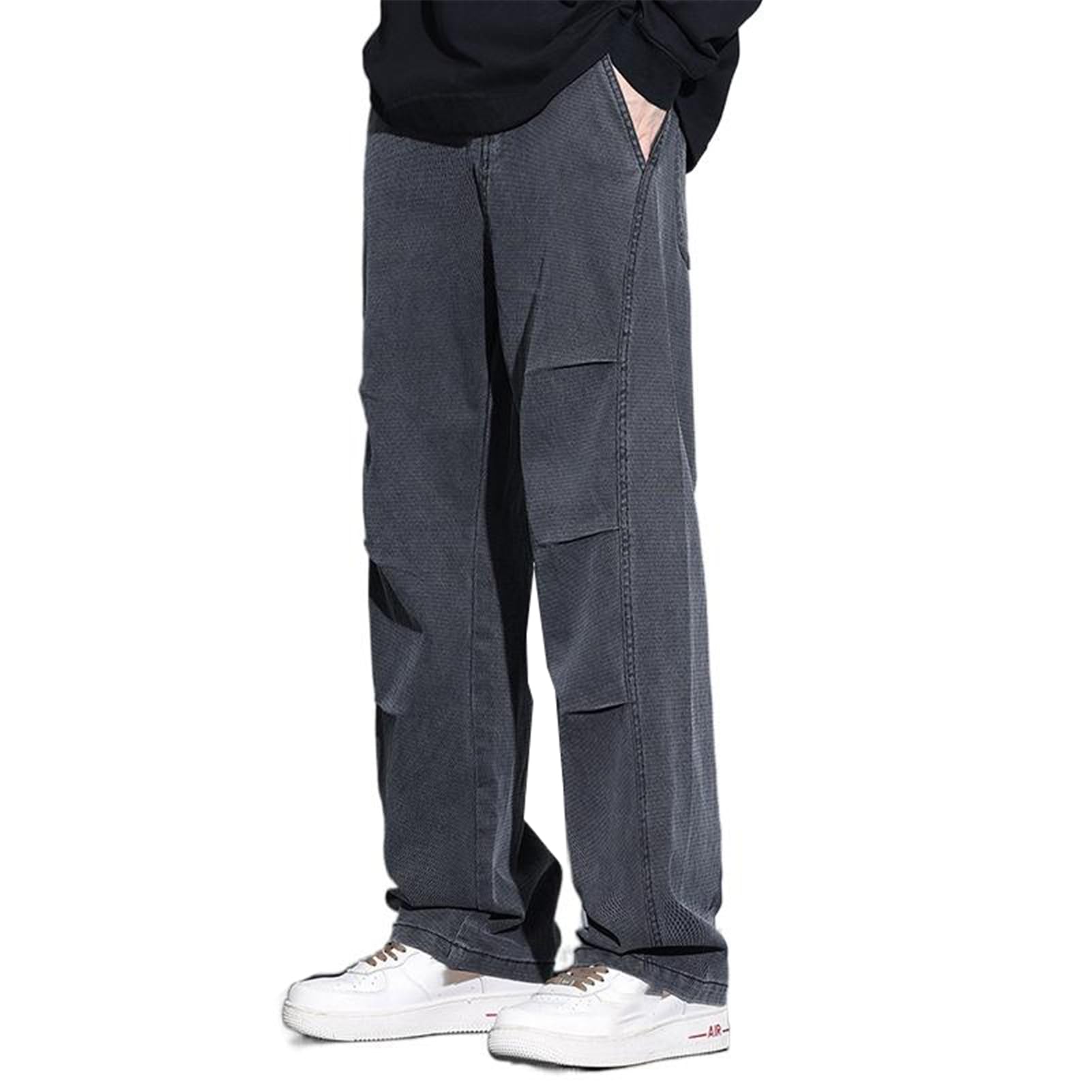 Pantaloni Casual Larghi per Uomini per Autunno Inverno, Pantaloni Lunghi Dritti Larghi