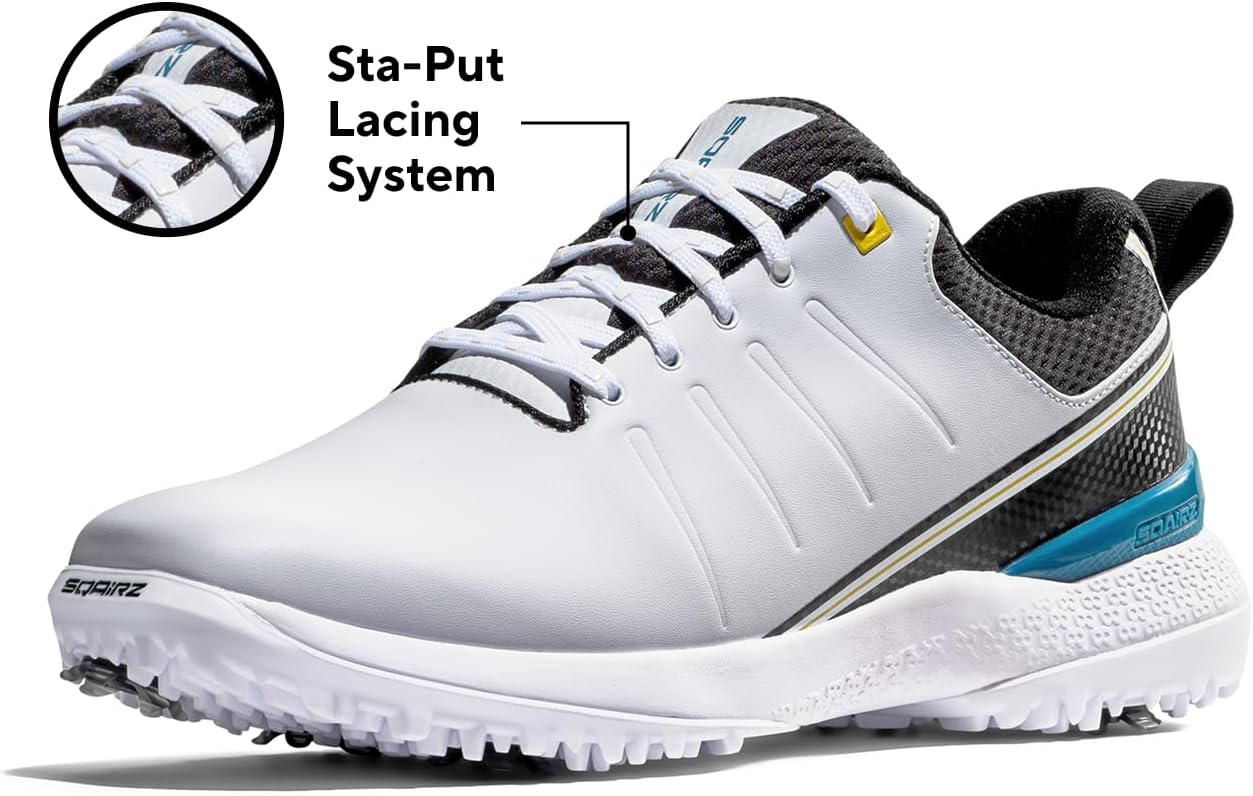 SQAIRZ SPEED2 LT Mens Golf Shoes, Designed for Balance & Performance, Replaceable Spiked Waterproof Golf Shoes Mens