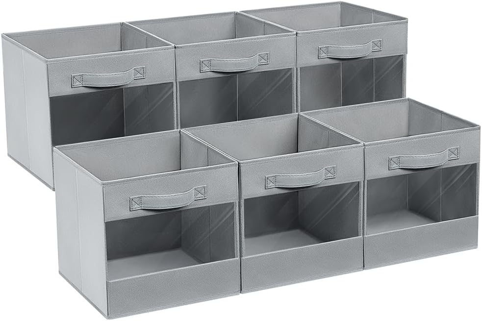 6 Pack 13x13 Storage Cube, Cube Storage Bins with Clear