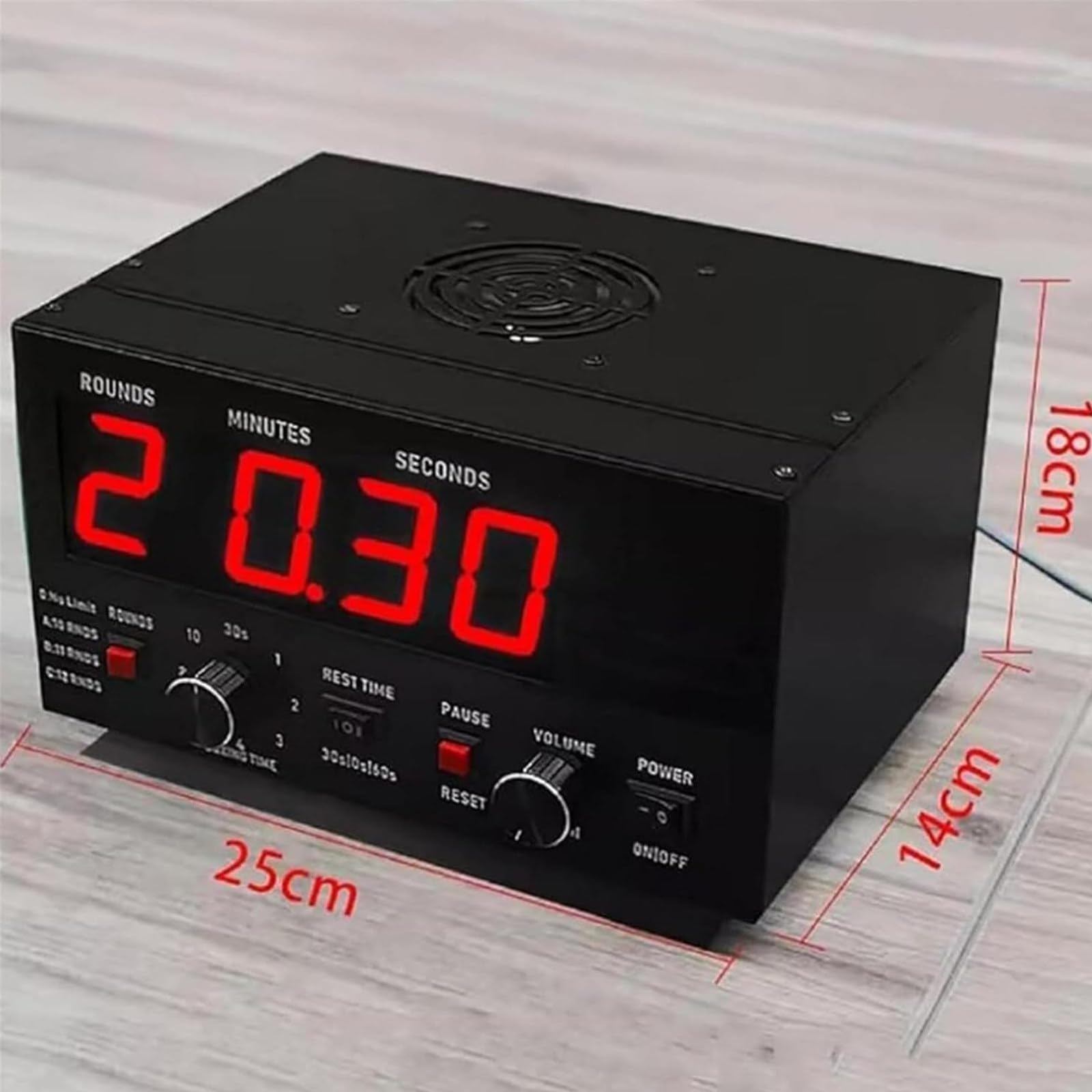 Timer professionale a intervalli da boxe con display a LED, 1-12 giri di sfida, cicalino regolabile, timer da palestra per allenamento, attrezzatura da boxe