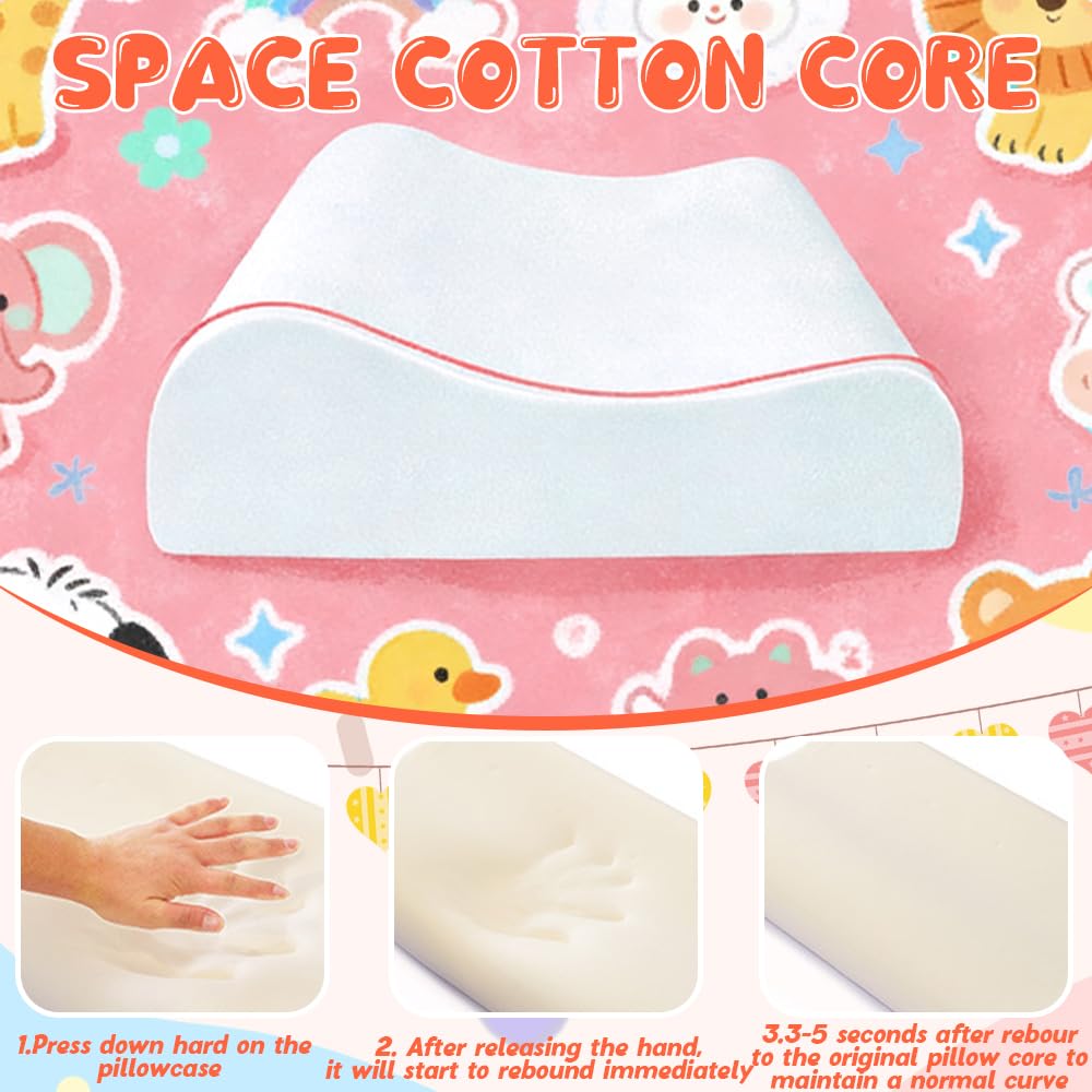 Lunillow Coussin Enfant, Petit Coussin Enfant, 45 X 27 Cm Oreiller Ergonomique pour Enfants, Respirant Confortable Oreiller Enfant pour La Maison la Chambre d'enfant (Cerf)