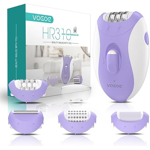 Epilator for Women-Cordless Epilators Hair Removal for Women, 4-in-1 Electric Razor Hair Remover, 2 Speeds & 21 Tweezers for Face Legs Arms Armpit Bikini, Purple HR310