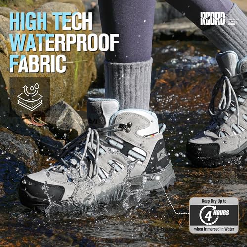 Image of R CORD Hiking Boots Women Waterproof Non-Slip Womens Hiking Shoes Comfortable Outdoor Womens Hiking Boots Walking Boots Hiking Shoes Women