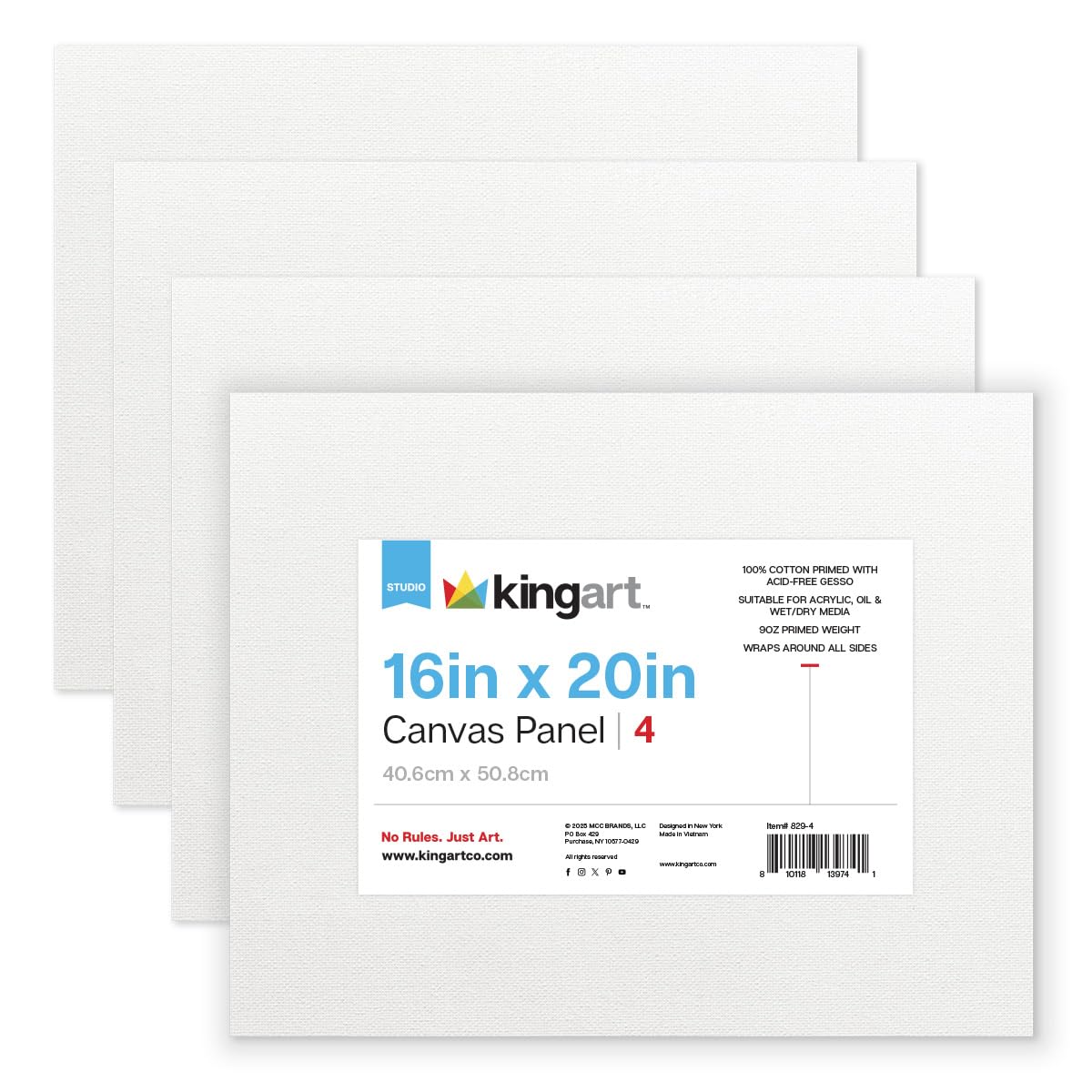Panneau de toile pour peinture 40x50 cm KINGART en coton lot de 4