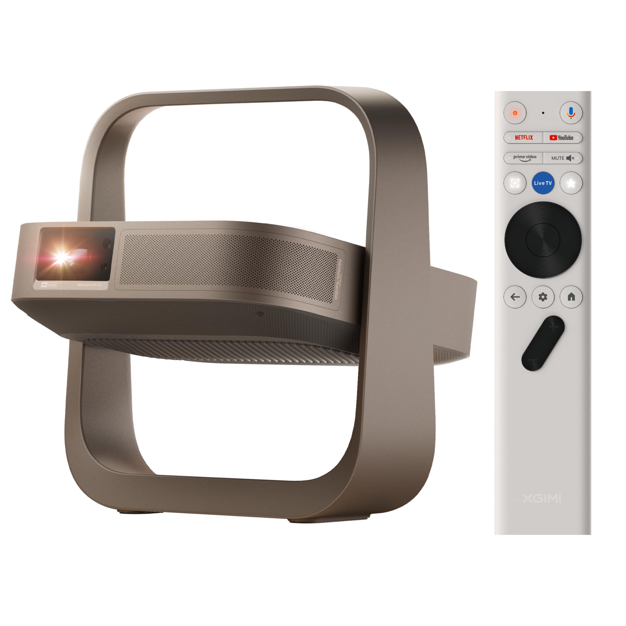 XGIMI Elfin Flip 4K Tragbarer RGB Triple Laser Heimkino Beamer | Google TV & Netflix, 1600 ISO Lumen, Native 4K, 0.98-1.3:1 Optical Zoom, Harman Kardon Sound, Autofokus für Home & Outdoor