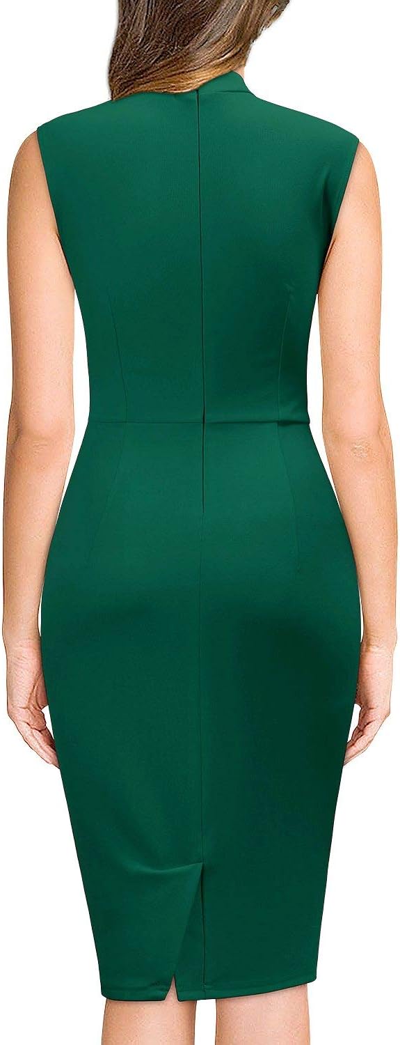 Miusol Women's Retro 1950s Style Half Collar Ruffle Cocktail Pencil Dress - Image 2