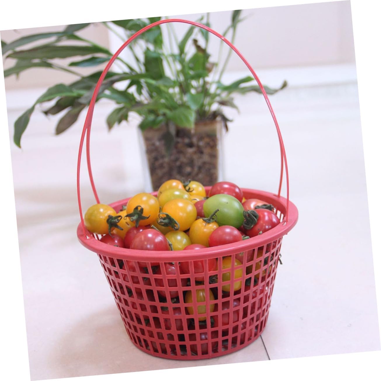 HEMOTON Small Fruit Picking Basket 10pcs Red Berry Basket Handle Versatile for Strawberries Blueberries Cherries image 5