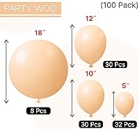 Vista 338 de PartyWoo Nude Balloons 100pcs 12 Inch Apricot Boho Fall Neutral Latex Helium Balloons for Graduation Wedding Anniversary Birthday Boy Baby Shower