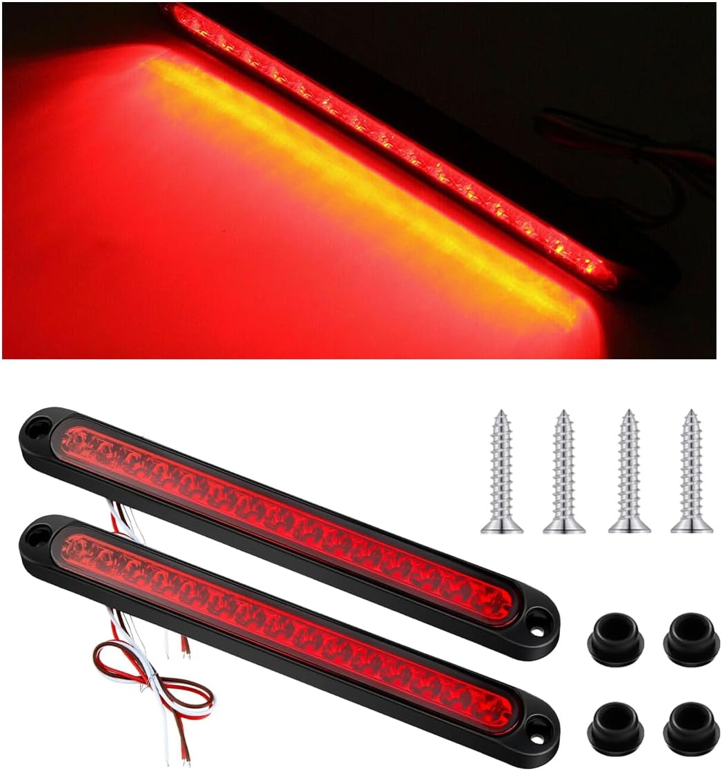 GLSOWEE 2PCS 10" LED Trailer Tail Light Bar, 12 to 24 Volt