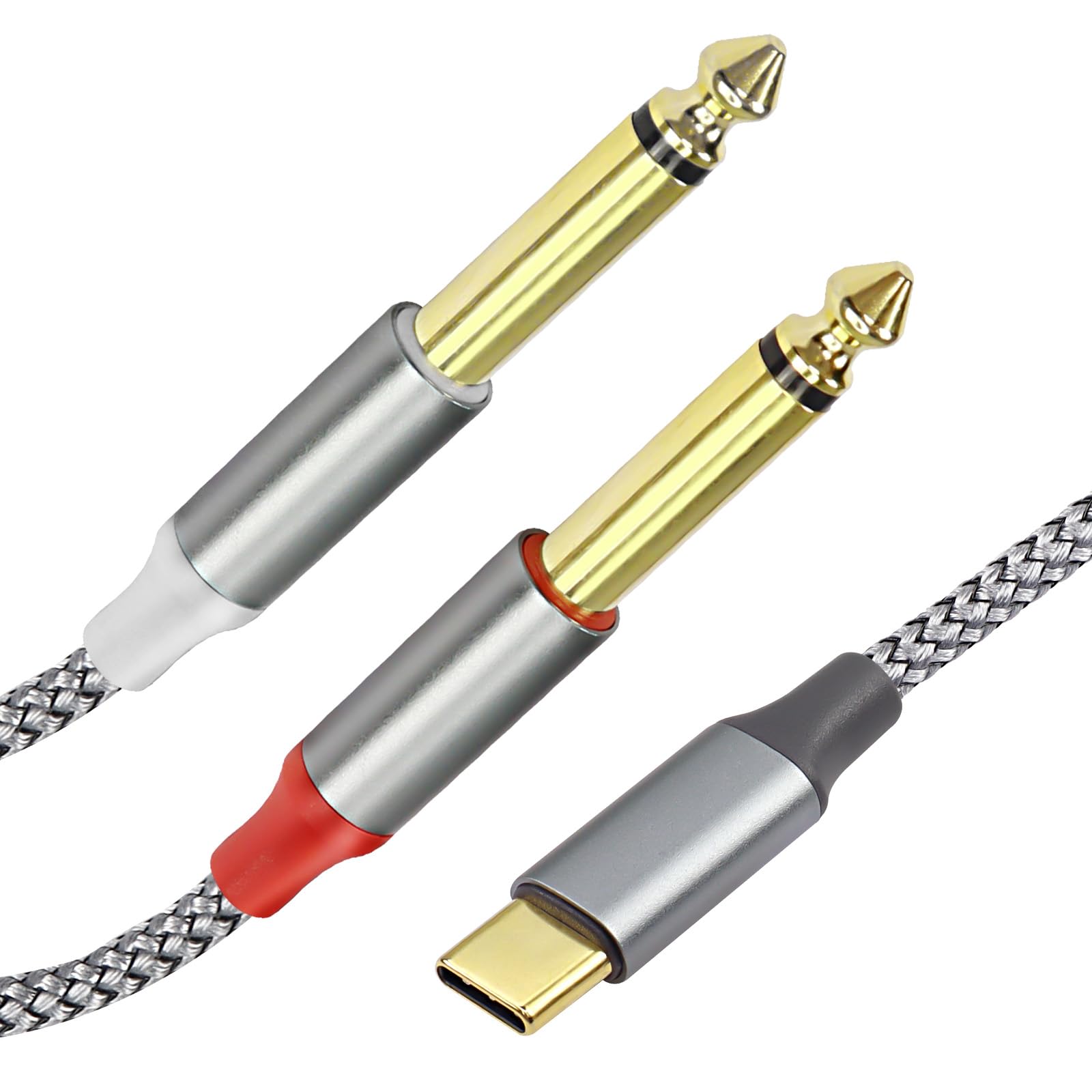 XMSJSIY USB C To 6.35mm Cable - Type C To Dual 1/4 Inch TS Audio Cable - AUX Y Splitter For Amplifier, Speaker - 2m