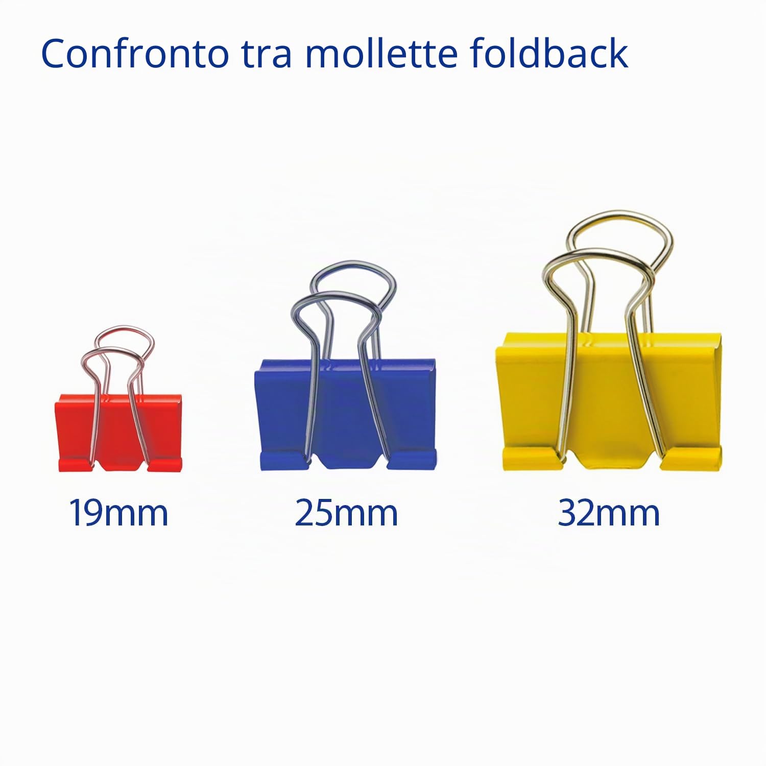 Westcott Clip in metallo 19/25/32 mm rosso verde giallo blu