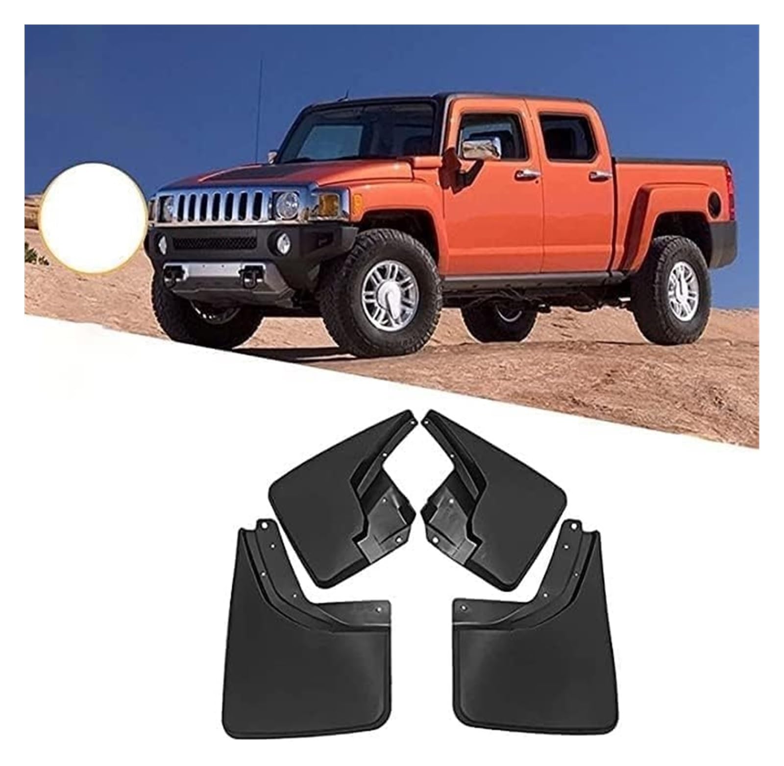 Per Hummer H3 2007-2019 Anteriore Posteriore In Gomma Paraspruzzi Pneumatico Parafango Accessori Ruota Ben Protezioni 4 PCS Parafanghi Anteriori E Posteriori
