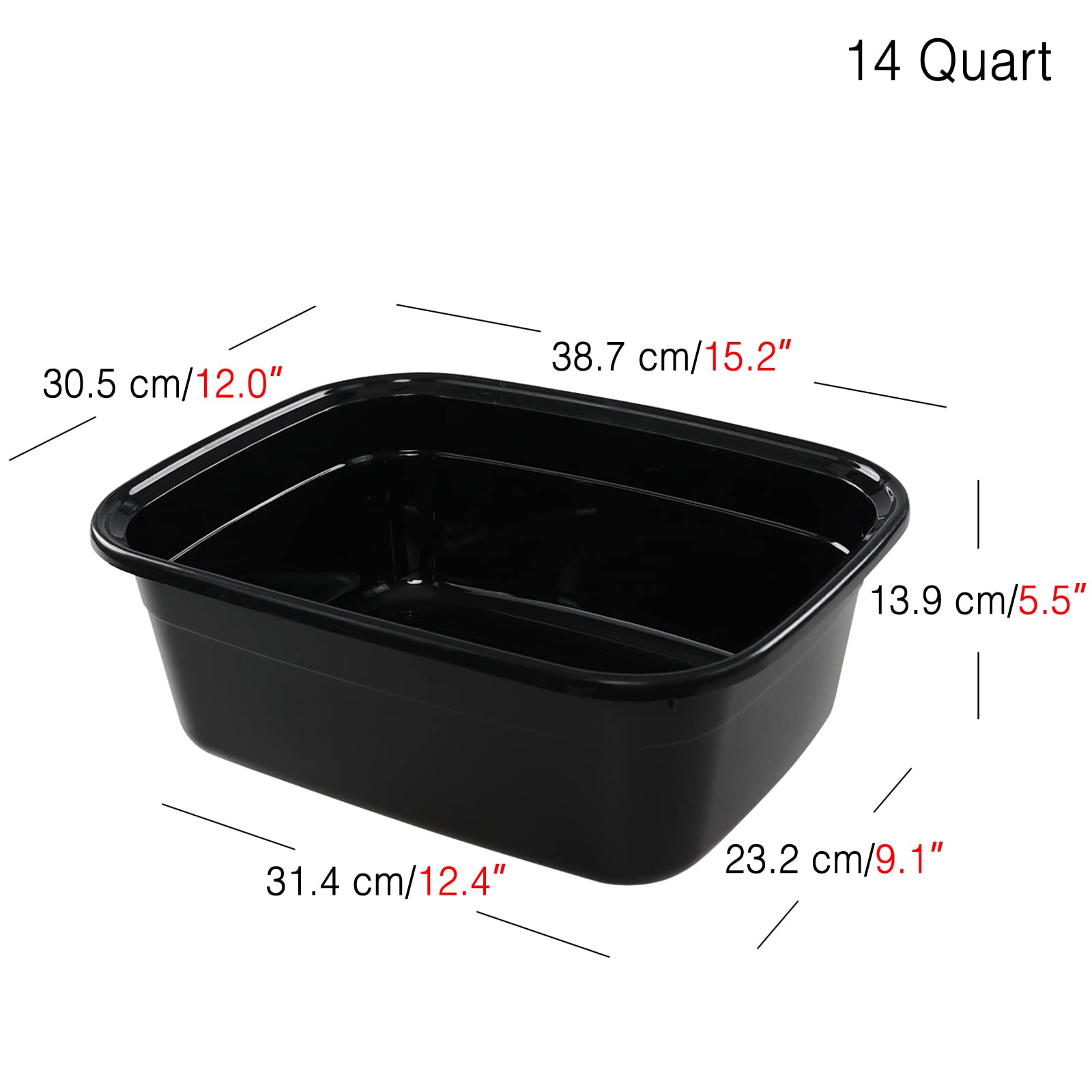 Jekiyo 14 Quart Plastic Dish Pan Basin, 4 Pack Wash Basin, Black & Gray