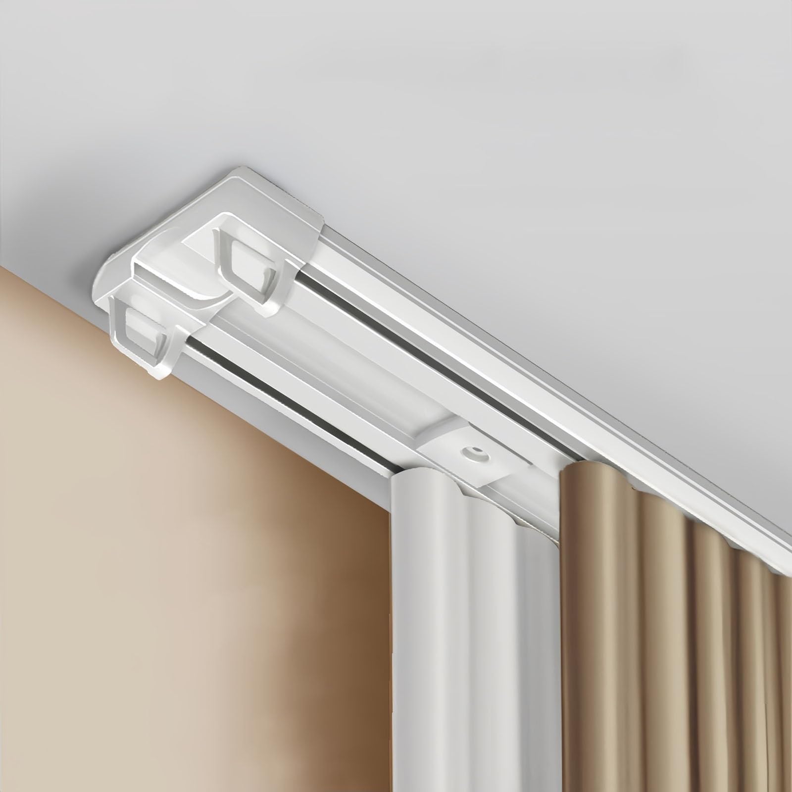 Cmjymx White 70-600Cm Ceiling Mounted Conjoined Curtain Rails, Curtain Track System Room Divider For Bedroom Living Room Hospital, Easy Segmented Installation(9.5Ft/290Cm)