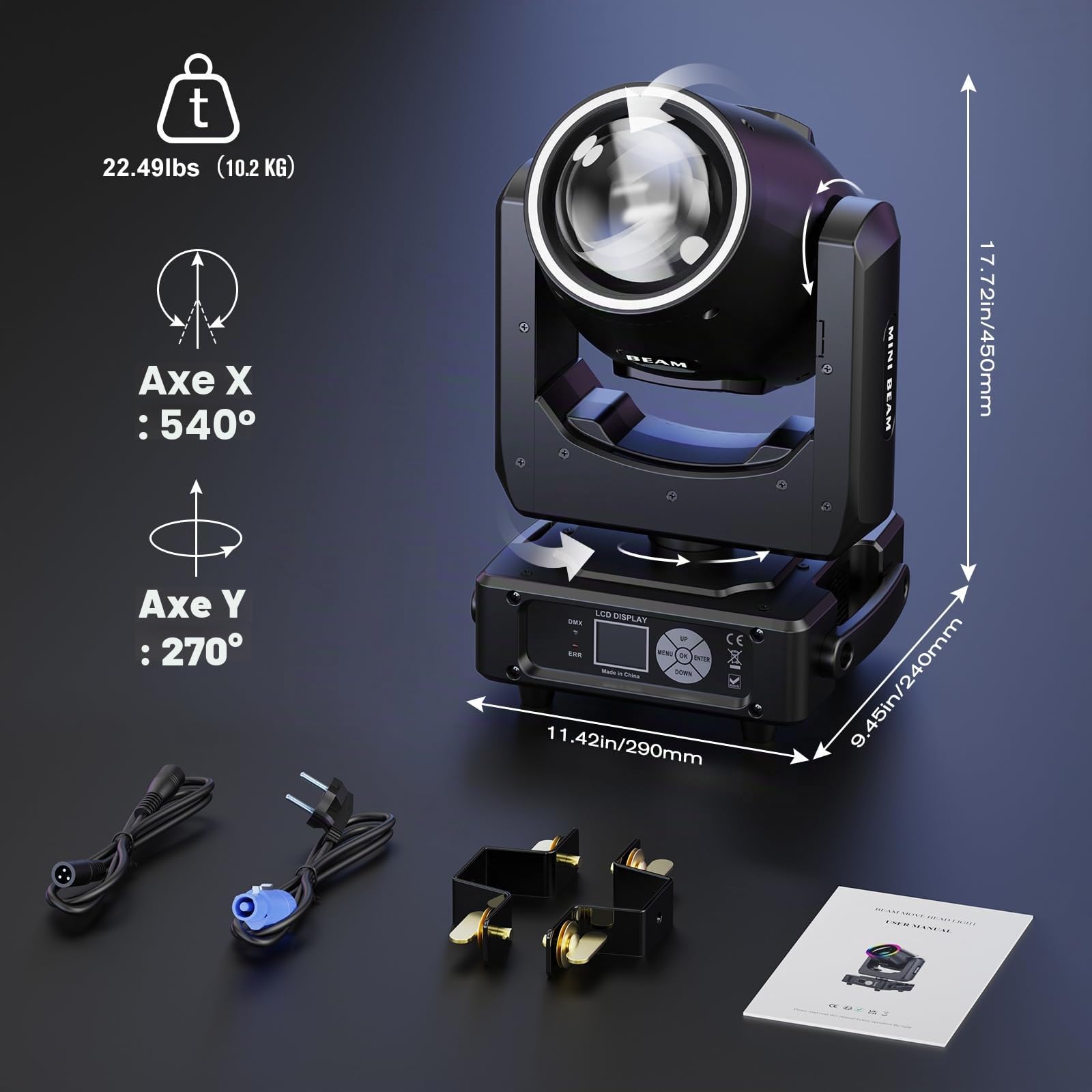 4 pièces Lyre LED 230W 7R Beam Mini lumière de scène 14 couleurs 14 Gobos RGBW Disco Lumière Rotative dmx512 Prisme Jeu de Lumiere pour DJ Club Fête Bar Théâtre Mariage
