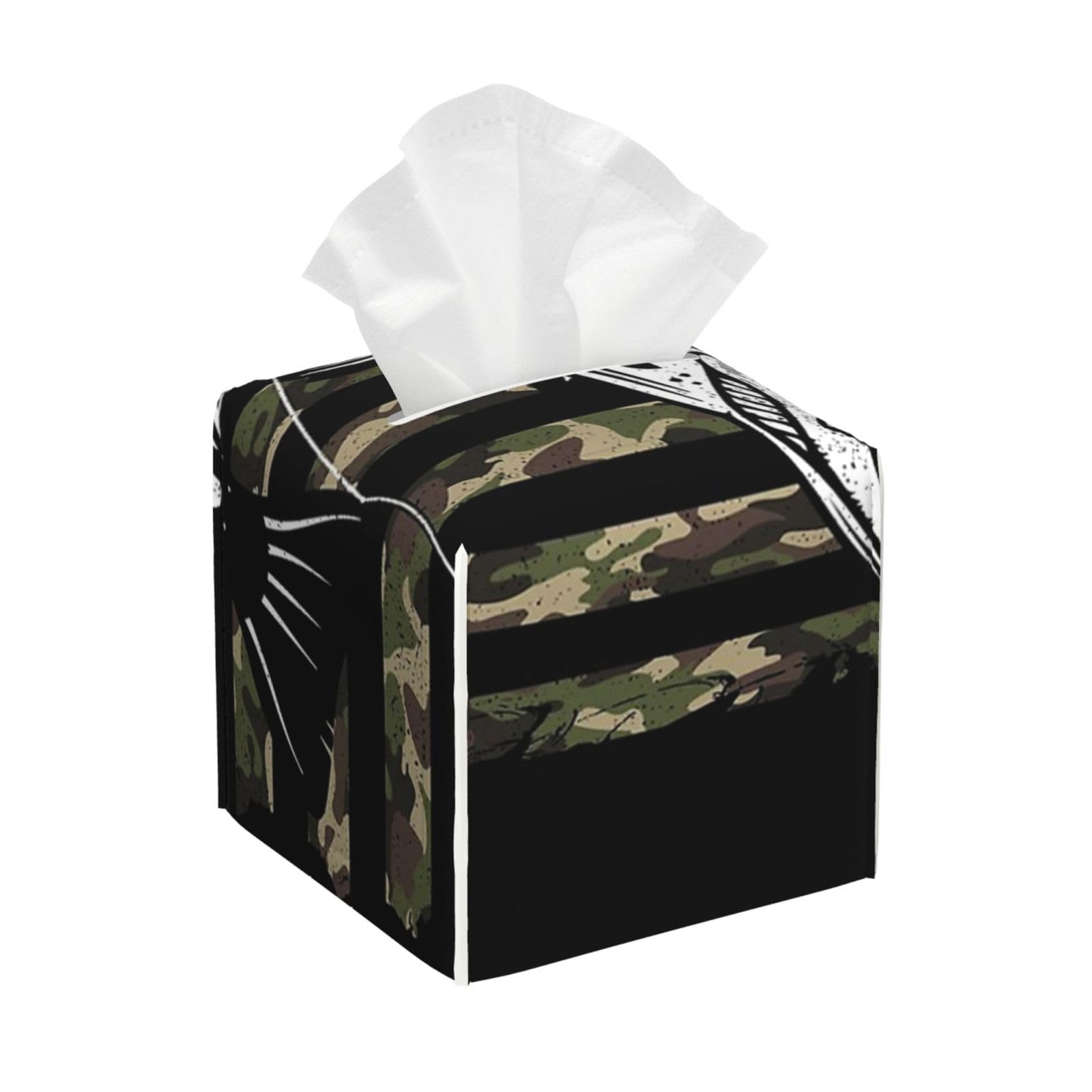 American Flag Camouflage Bass Fishing Square Tissue Box Cover with Modern and Stylish Bottom Tissue Box Storage Space