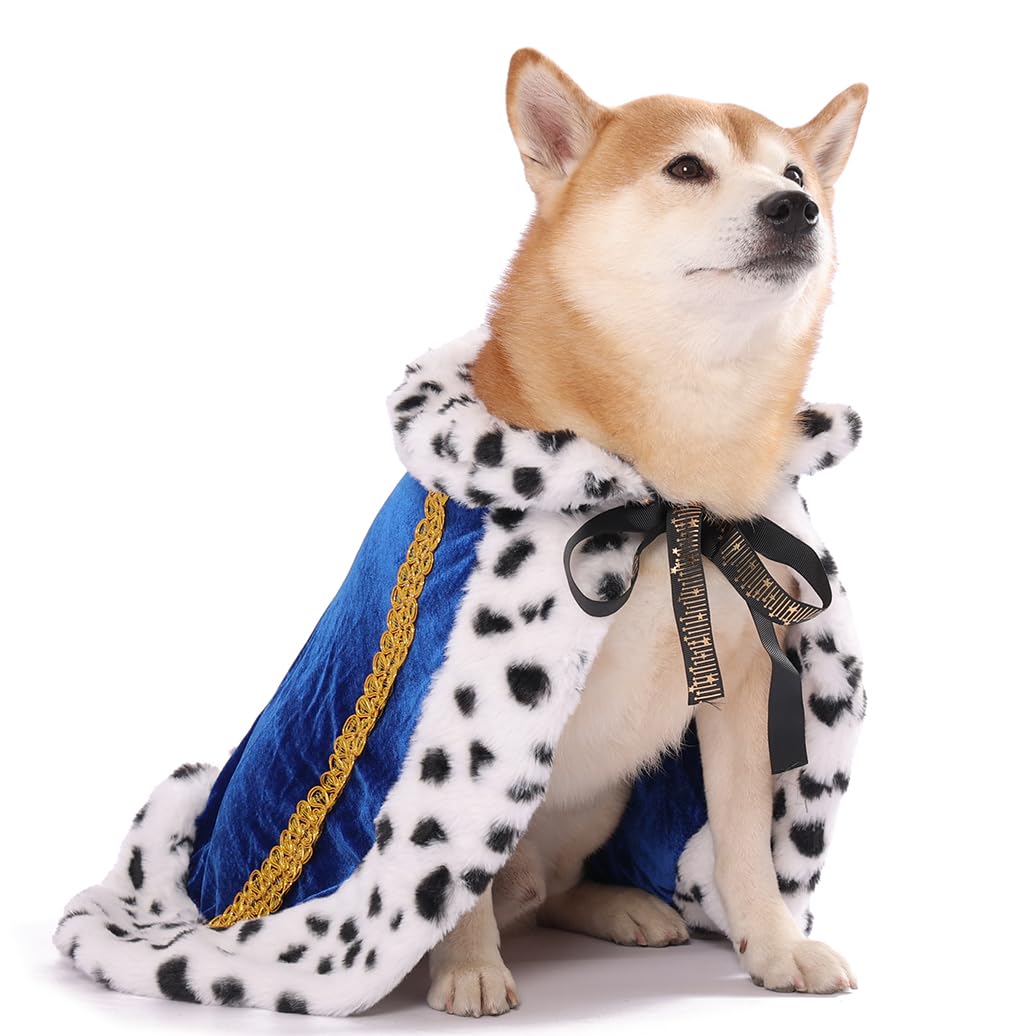 Lovelyshop Royal Velvet Pet Cloak with Fur Trim for Cats & Dogs, Blue, M/oversize