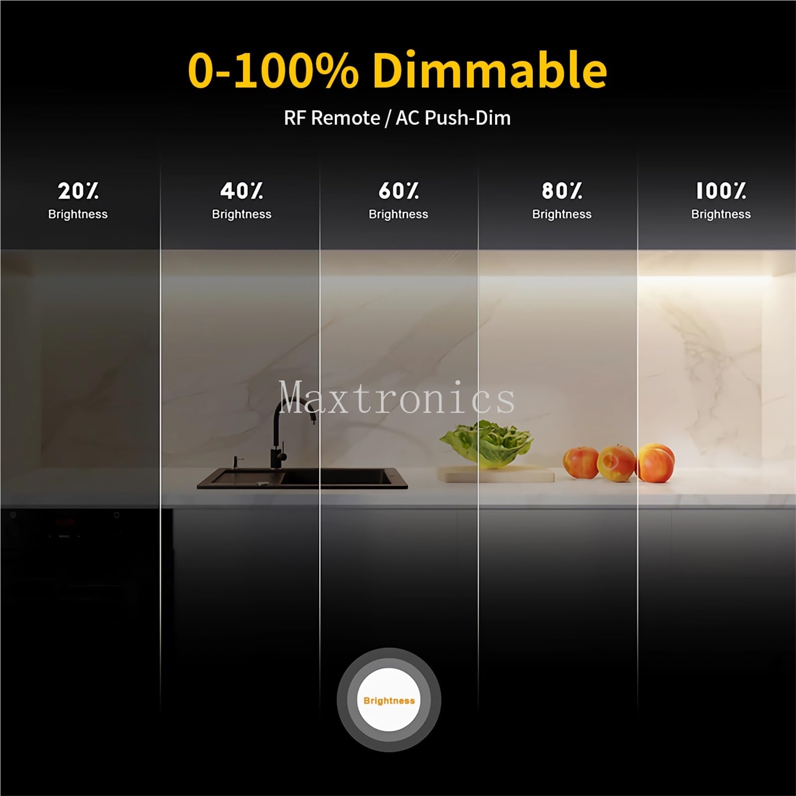 Controlador LED regulable RF de 40 W/75 W/150 W, alimentador push-dim remoto, dimmer for iluminación, transformador para tiras de luz DC12/24 V (12 V, 75 W ONLY)