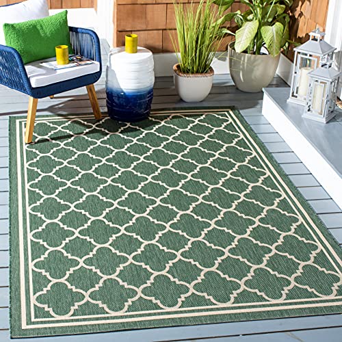 SAFAVIEH Courtyard Collection 6'7" x 9'6" Dark Green/Beige CY6918 Trellis Indoor/ Outside Waterproof Easy cleansingPatio Backyard Mudroom Area Mat