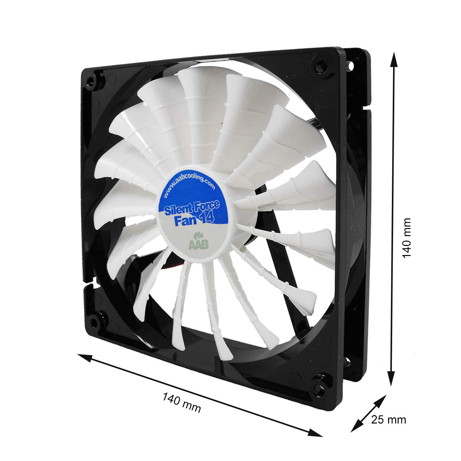 AABCOOLING Silent Force Fan 14 - Leiser und effizienter 140 mm Gehäuselüfter mit 4 Anti-Vibrations-Pads, Prozessorlüfter, Ventilator 12 V, 8,6 dB(A), 100 m³/h - Sparpack 3 Stück