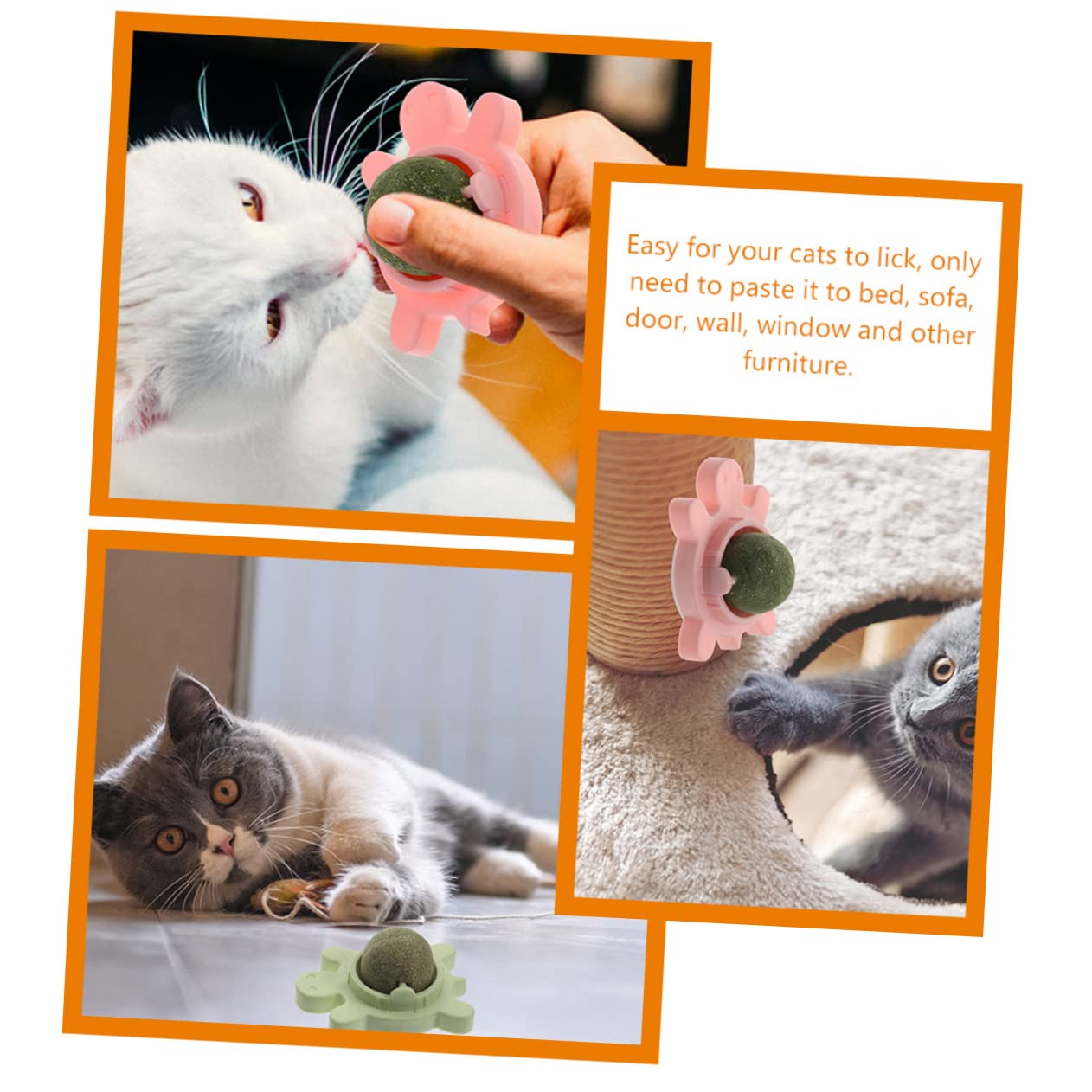 BESPORTBLE 4 Pièces Boules d'herbe à Chat Interactive Cat Toy Jouets interactifs pour Chat Jouets Chaton Boules de Dents de Chat pour Chat Boule à lécher pour Chat Jouets pour Chats PVC