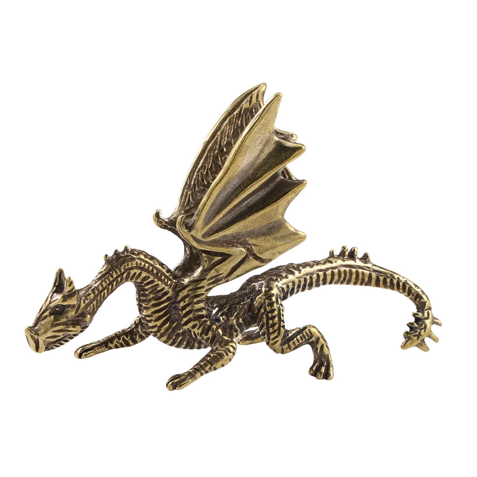 TWISAXC Brass Dragon Figurine Beautiful Desk Decor Fine Craftsmanship Captivating Piece Any Room Or Office Display Flying Dragon Statue Desktop Decor For Bedroom