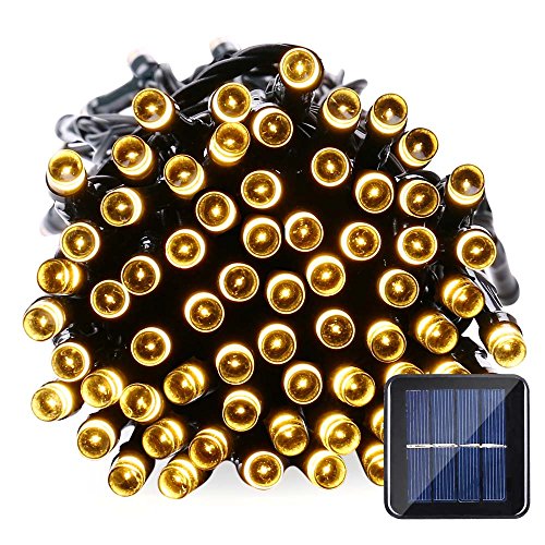 Qedertek Solar Christmas String Lights, 39ft 100 LED Outdoor Lights String Fairy Garden Lighting for Indoor Outdoor Home Garden Patio Xmas Trees Decorations Warm White