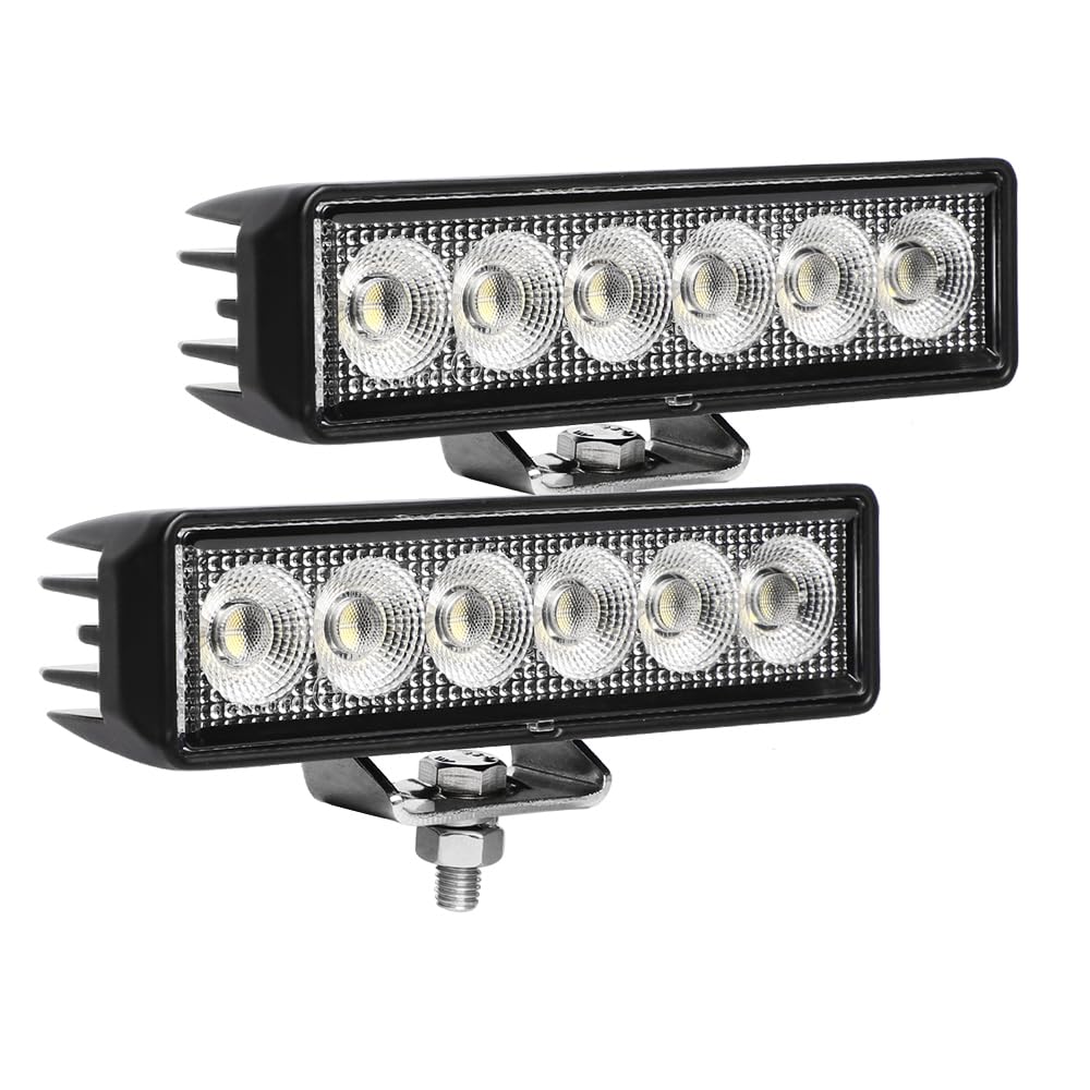 Exzeit 48W 6 Inch Light Bar, 4400 Lumens Flood Backup Light for Tucks, Single Row Off Road Driving Fog Lights for Golf Cart Roof SUV ATV 4WD Car, E-Bike Auxiliary Headlight, 12V/24V