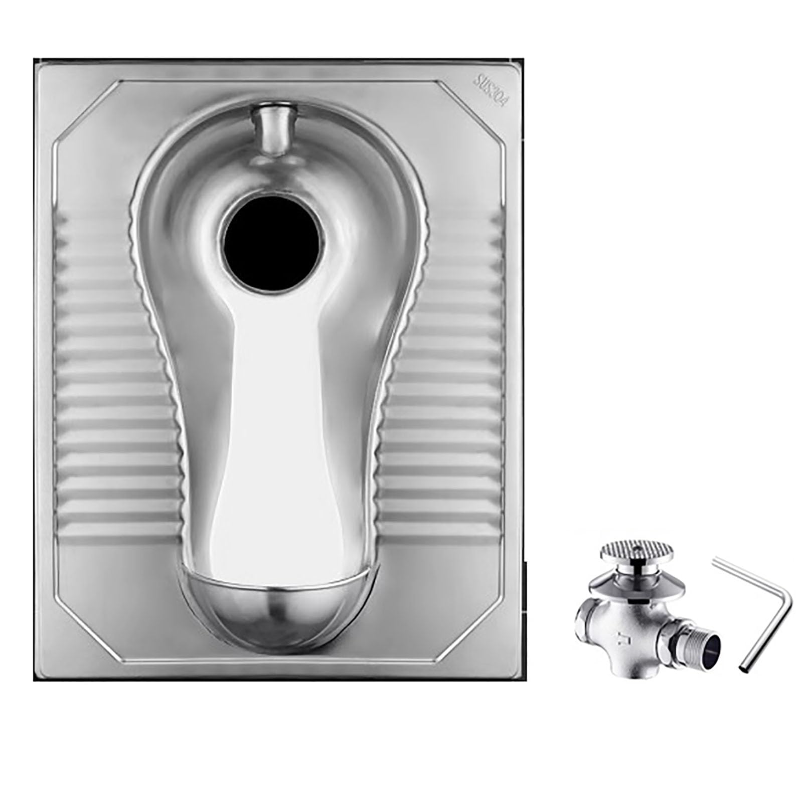 VAYEODEYU 304 Stainless Steel Squat Toilet Odor-Proof High Pressure Flush for Public Restrooms(C)
